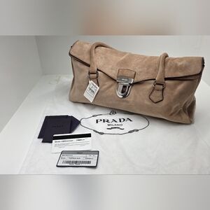 Prada Tan Suede Satchel